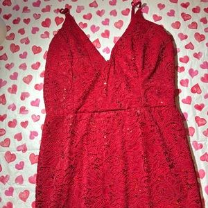 Charlotte Russe Red Lace & Sequin Mini Dress Size L